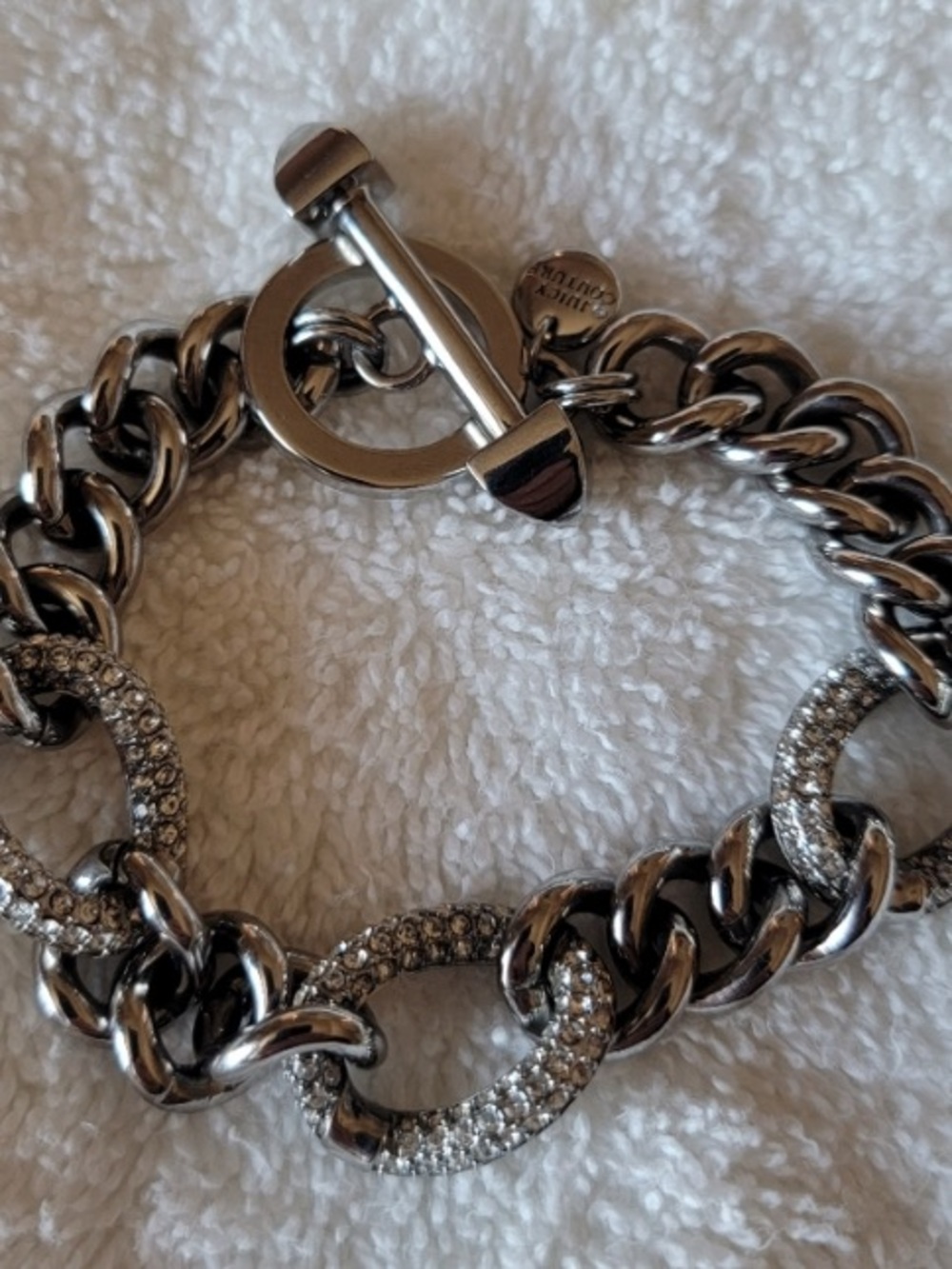 Juicy Couture Silver-Tone Crystal Link Bracelet